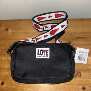 Brighton Black Crossbody Bag with Heart Strap NWT